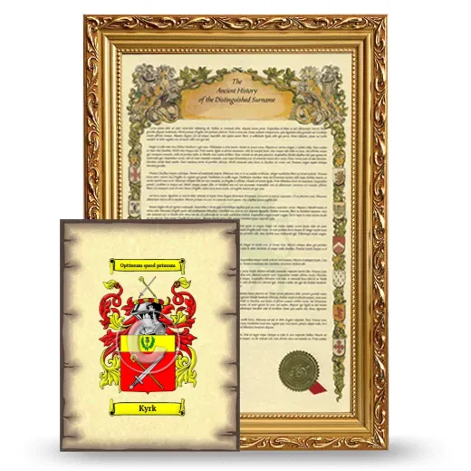 Kyrk Framed History and Coat of Arms Print - Gold