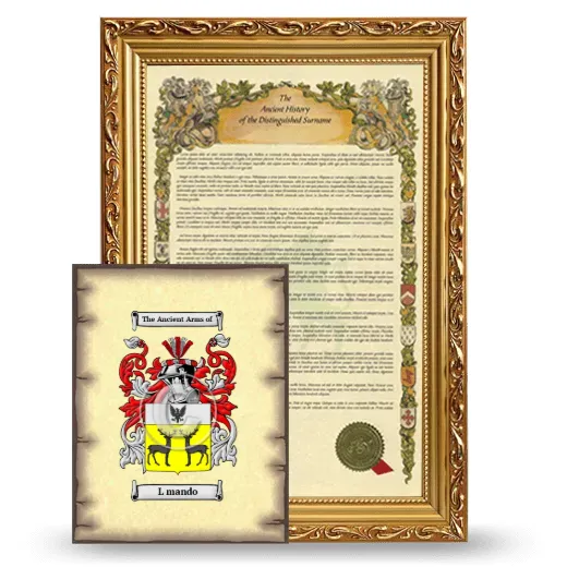 L mando Framed History and Coat of Arms Print - Gold