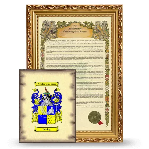Laking Framed History and Coat of Arms Print - Gold