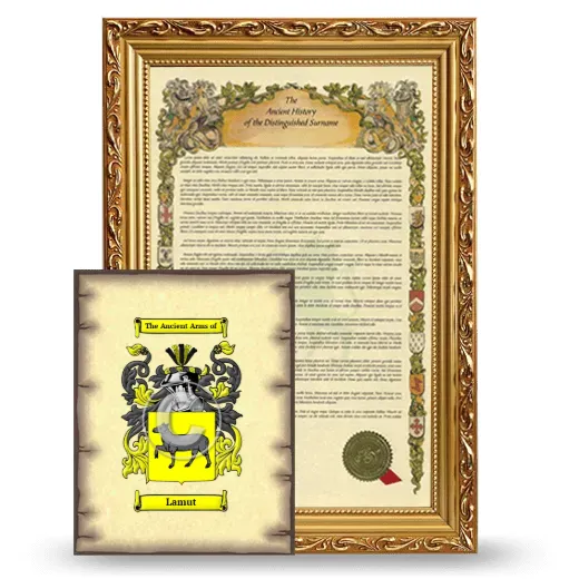 Lamut Framed History and Coat of Arms Print - Gold