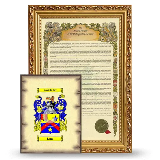 Lane Framed History and Coat of Arms Print - Gold