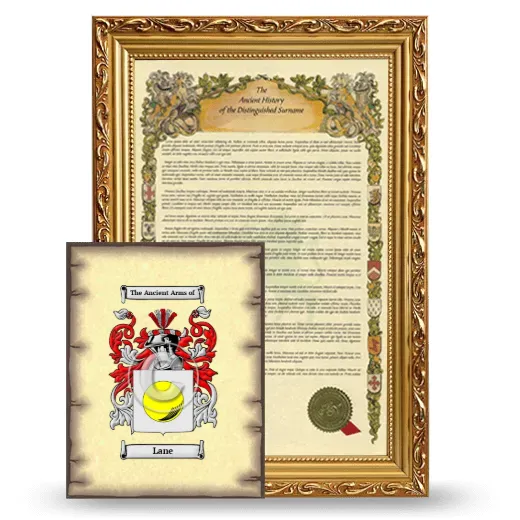 Lane Framed History and Coat of Arms Print - Gold