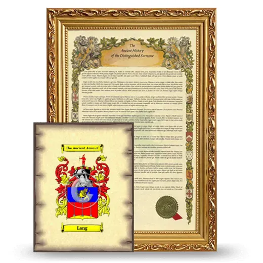 Lang Framed History and Coat of Arms Print - Gold