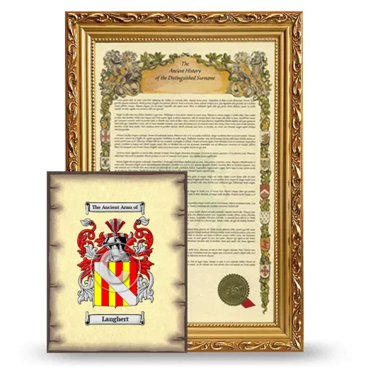 Langhert Framed History and Coat of Arms Print - Gold