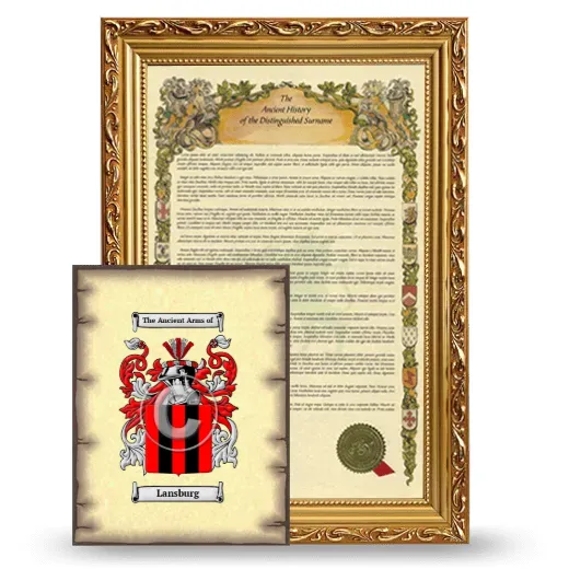 Lansburg Framed History and Coat of Arms Print - Gold