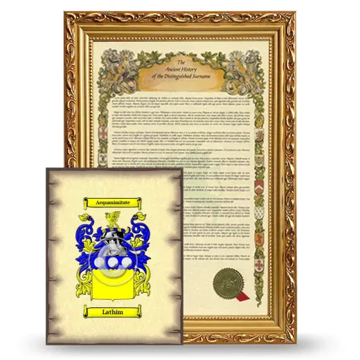 Lathim Framed History and Coat of Arms Print - Gold