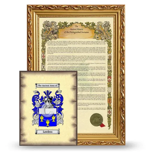 Lawless Framed History and Coat of Arms Print - Gold