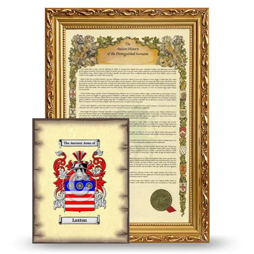 Laxton Framed History and Coat of Arms Print - Gold