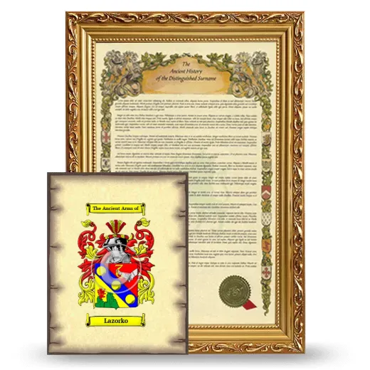 Lazorko Framed History and Coat of Arms Print - Gold