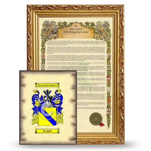 Le port Framed History and Coat of Arms Print - Gold