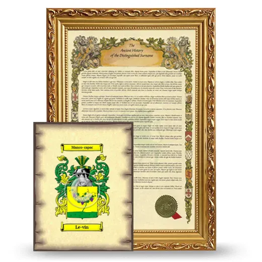 Le-vin Framed History and Coat of Arms Print - Gold