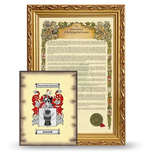 Leacock Framed History and Coat of Arms Print - Gold