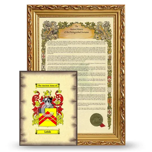 Leish Framed History and Coat of Arms Print - Gold