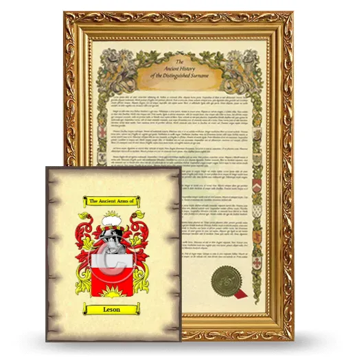 Leson Framed History and Coat of Arms Print - Gold
