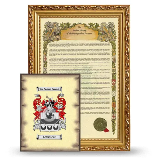 Levasseur Framed History and Coat of Arms Print - Gold