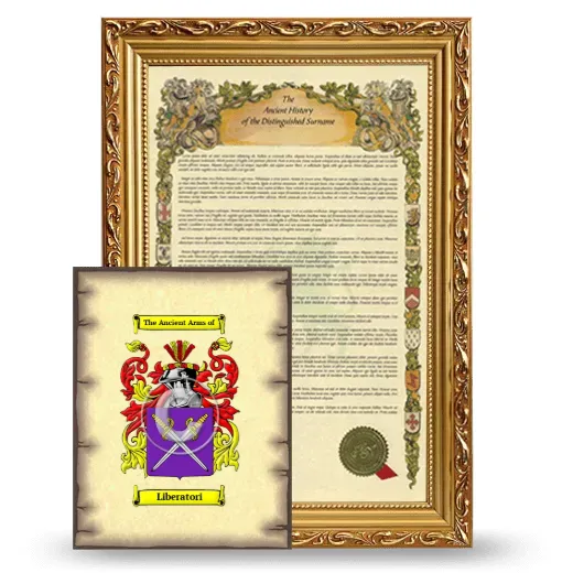 Liberatori Framed History and Coat of Arms Print - Gold