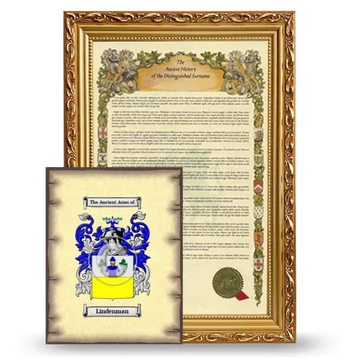 Lindenman Framed History and Coat of Arms Print - Gold
