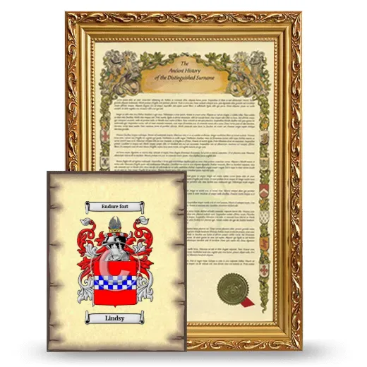 Lindsy Framed History and Coat of Arms Print - Gold