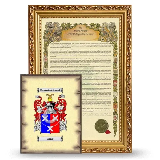 Liner Framed History and Coat of Arms Print - Gold