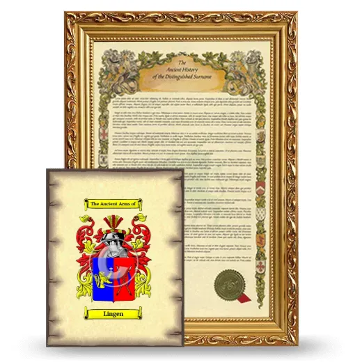 Lingen Framed History and Coat of Arms Print - Gold