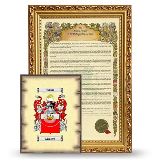 Lisance Framed History and Coat of Arms Print - Gold