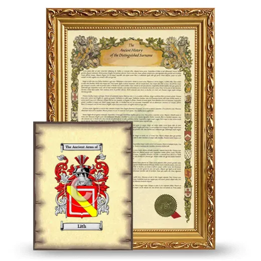 Lith Framed History and Coat of Arms Print - Gold
