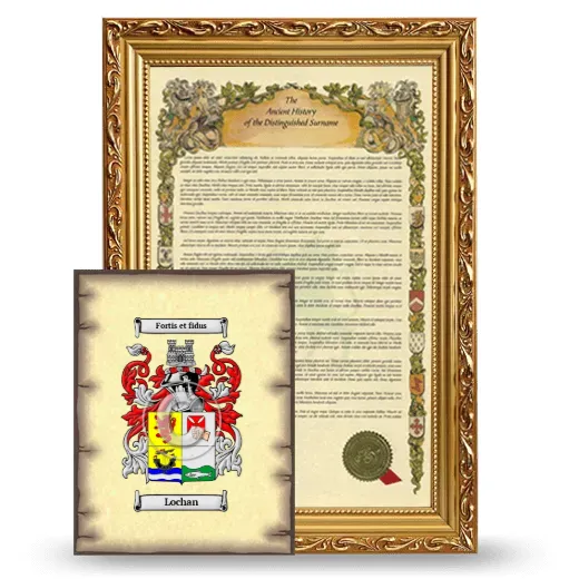Lochan Framed History and Coat of Arms Print - Gold