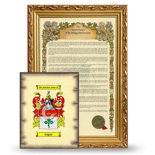 Logue Framed History and Coat of Arms Print - Gold