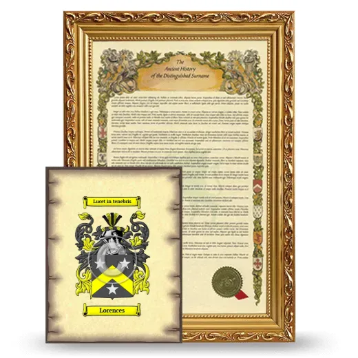 Lorences Framed History and Coat of Arms Print - Gold