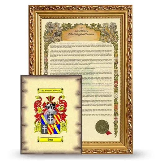 Lots Framed History and Coat of Arms Print - Gold
