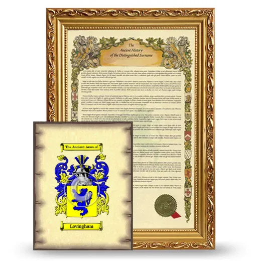 Lovingham Framed History and Coat of Arms Print - Gold