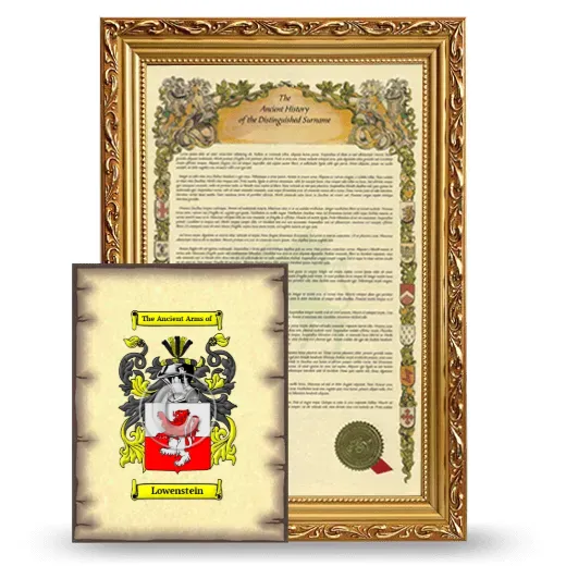 Lowenstein Framed History and Coat of Arms Print - Gold