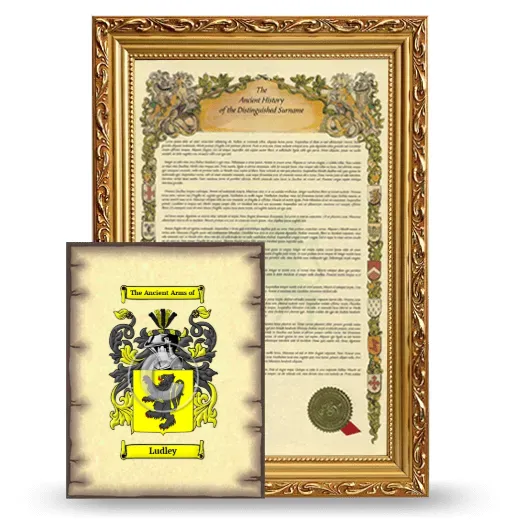 Ludley Framed History and Coat of Arms Print - Gold