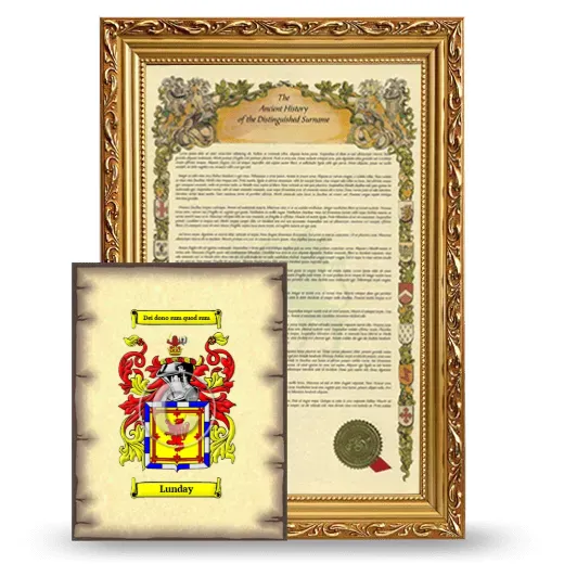Lunday Framed History and Coat of Arms Print - Gold