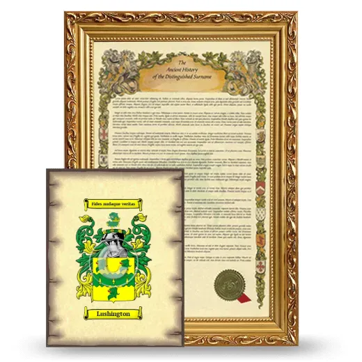 Lushington Framed History and Coat of Arms Print - Gold