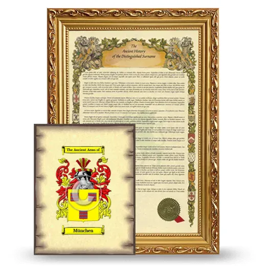München Framed History and Coat of Arms Print - Gold