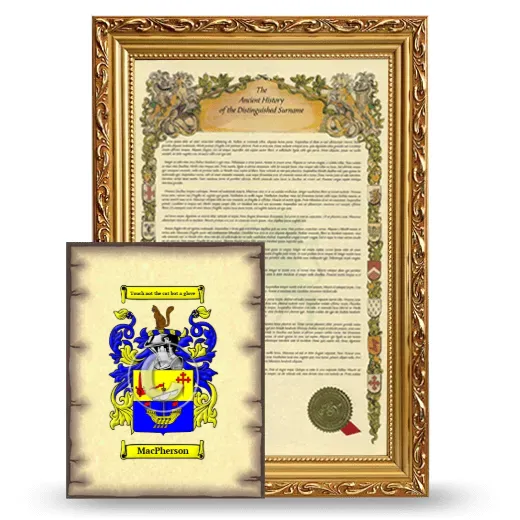 MacPherson Framed History and Coat of Arms Print - Gold