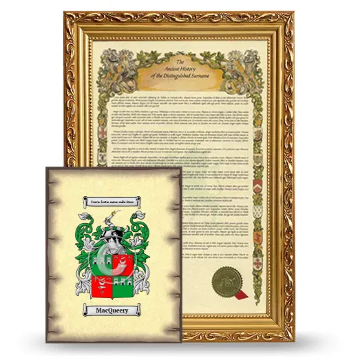 MacQueery Framed History and Coat of Arms Print - Gold