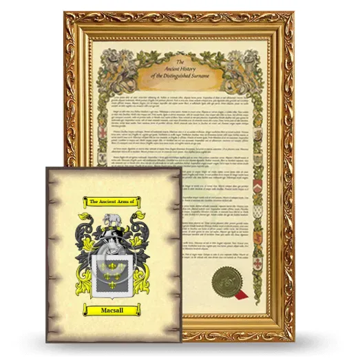 Macsall Framed History and Coat of Arms Print - Gold