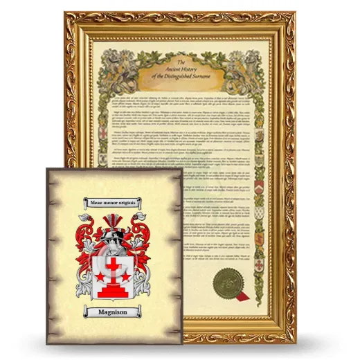 Magnison Framed History and Coat of Arms Print - Gold