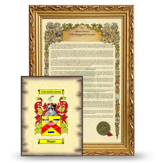 Magus Framed History and Coat of Arms Print - Gold
