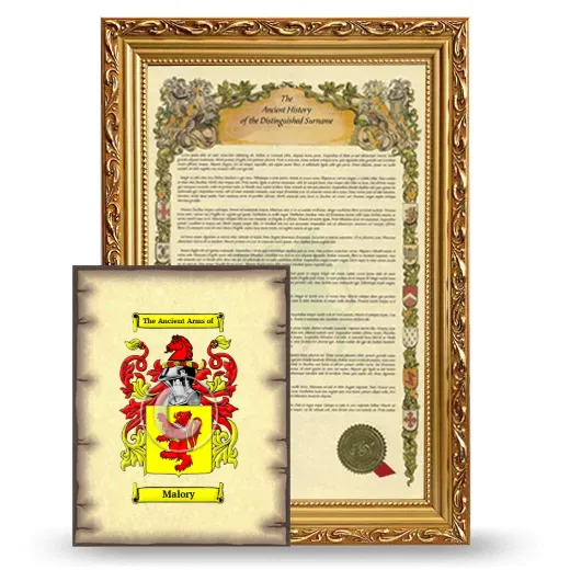 Malory Framed History and Coat of Arms Print - Gold