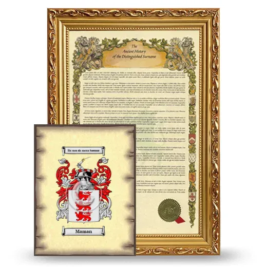 Maman Framed History and Coat of Arms Print - Gold