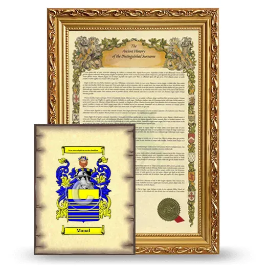 Manal Framed History and Coat of Arms Print - Gold