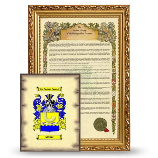 Mance Framed History and Coat of Arms Print - Gold