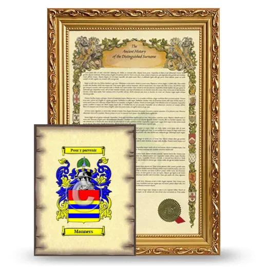 Manners Framed History and Coat of Arms Print - Gold