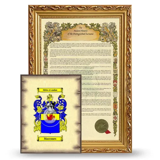 Marcones Framed History and Coat of Arms Print - Gold