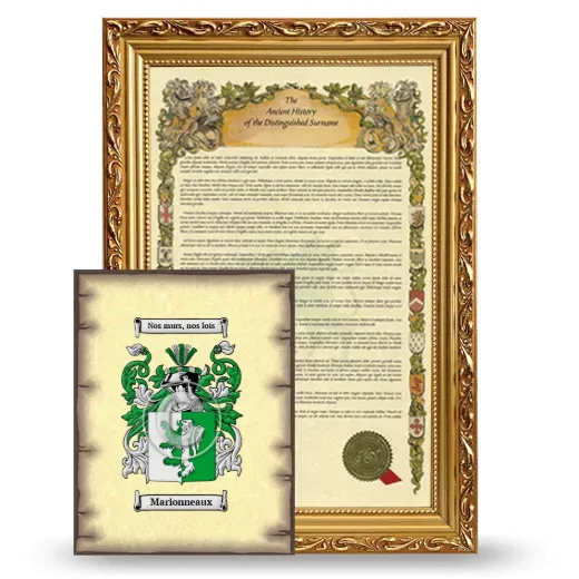 Marionneaux Framed History and Coat of Arms Print - Gold
