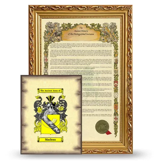 Marleau Framed History and Coat of Arms Print - Gold
