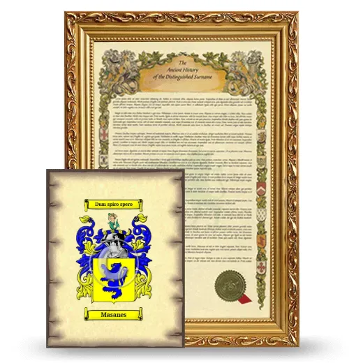 Masanes Framed History and Coat of Arms Print - Gold